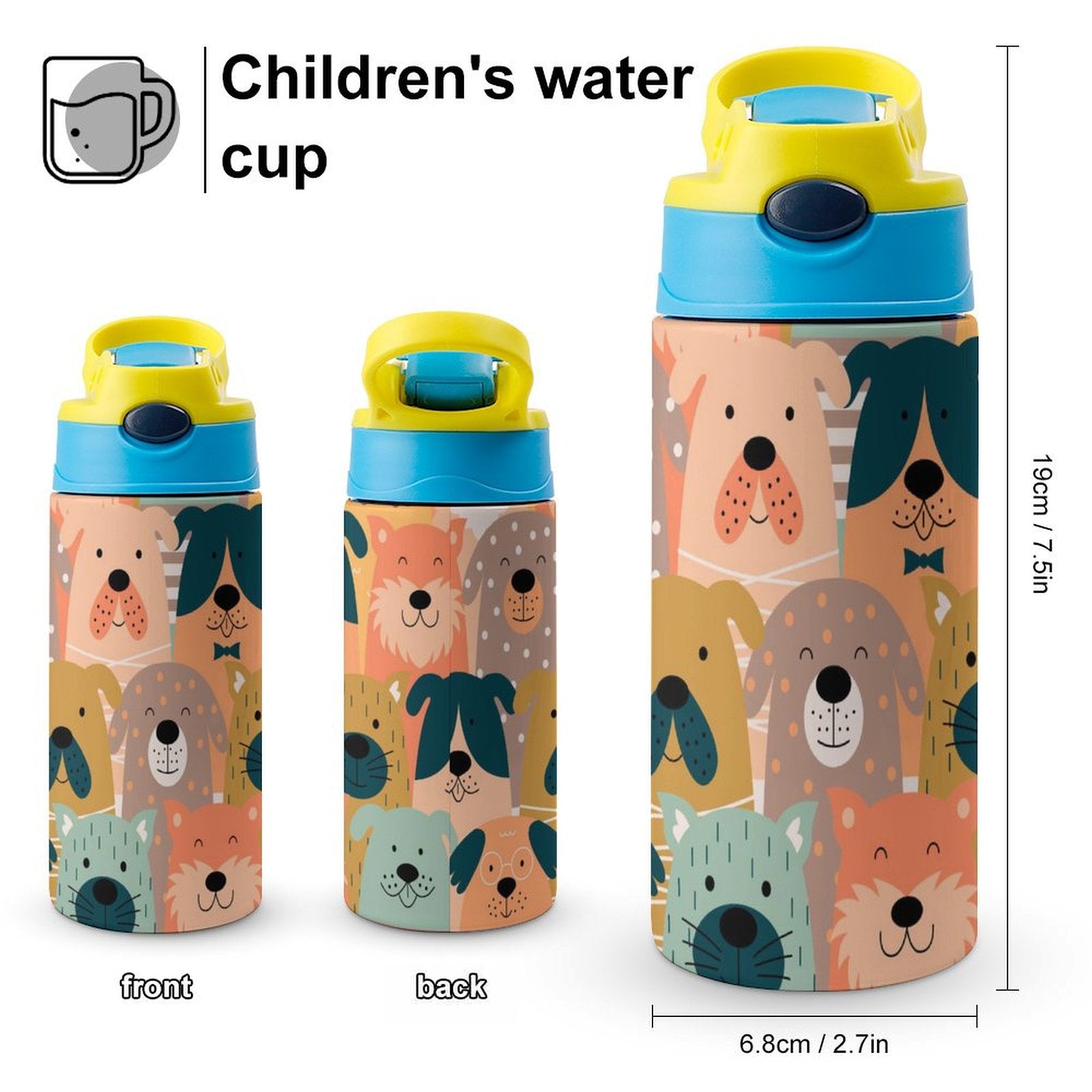 Dog Crowd - Little Kids Water Bottle Little Kids Water Bottle animal Printed Offshore