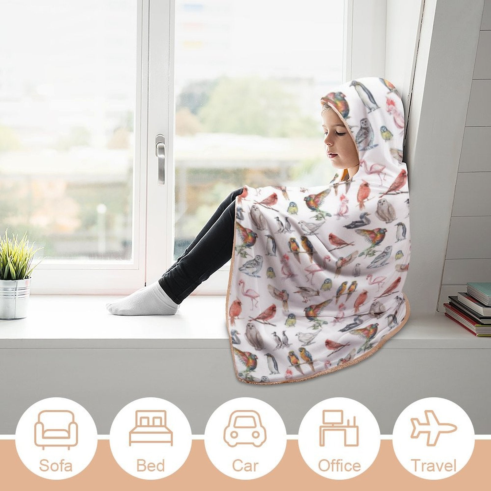 Birds Of A Feather Kids Hooded Blanket 100cm x 130cm