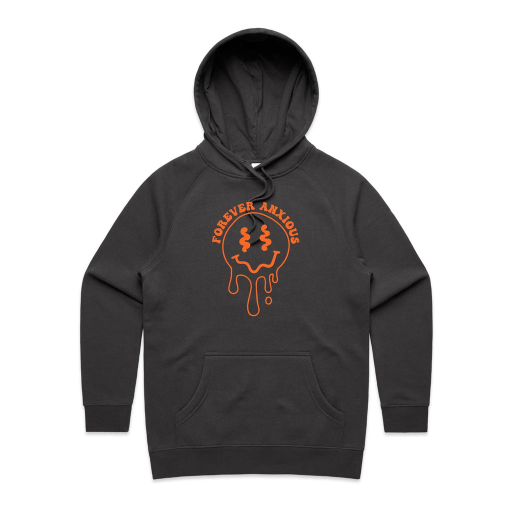 Forever Anxious - Womens Hoodie Coal Womens Hoodie Printed In Australia