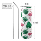 Flamingo Leaves - 20oz Tall Skinny Tumbler with Lid and Straw