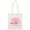I Don't Need A Valentine, I Need A Nap, Cat Parcel Canvas Tote Bag Default Title Small Tote Bag animal Love Printed In Australia
