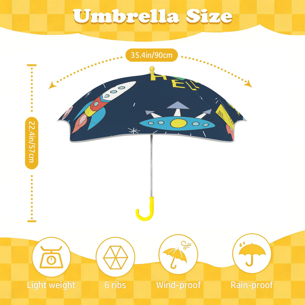 Hello Alien Kids Safe Round Corner Umbrella Kids Safe Round Corner Umbrella Printed Offshore Sci Fi