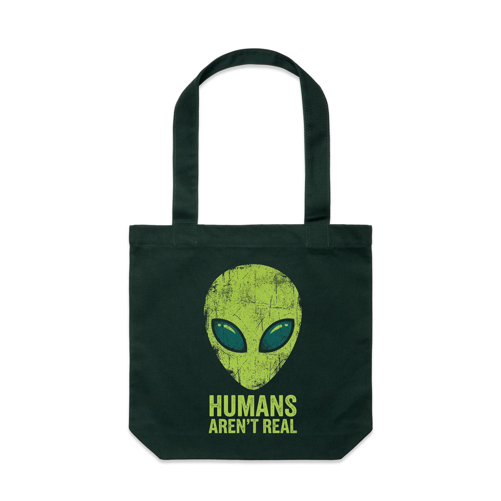 Alien, Humans Aren't Real Canvas Tote Bag
