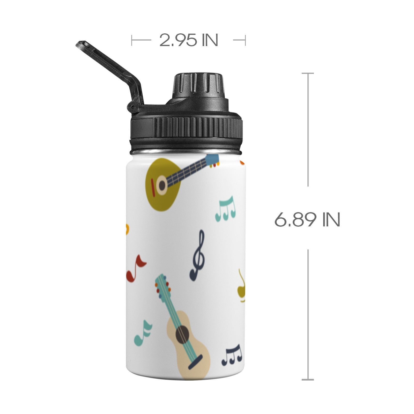 Guitar Music - Kids Water Bottle with Chug Lid (12 oz) One Size Kids Water Bottle with Chug Lid Music Printed Offshore