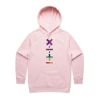 Maths Symbols - Womens Hoodie Pink Womens Hoodie Maths Printed In Australia