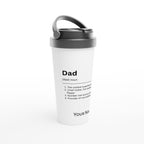 Personalised - Dad Definition 2 - White 15oz Stainless Steel Travel Mug Personalised Travel Mug Dad Globally Fulfilled