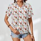 Coconuts Women's Short-Sleeve Button Up Shirt Women's Short-Sleeve Button Up Shirt Food Printed Offshore