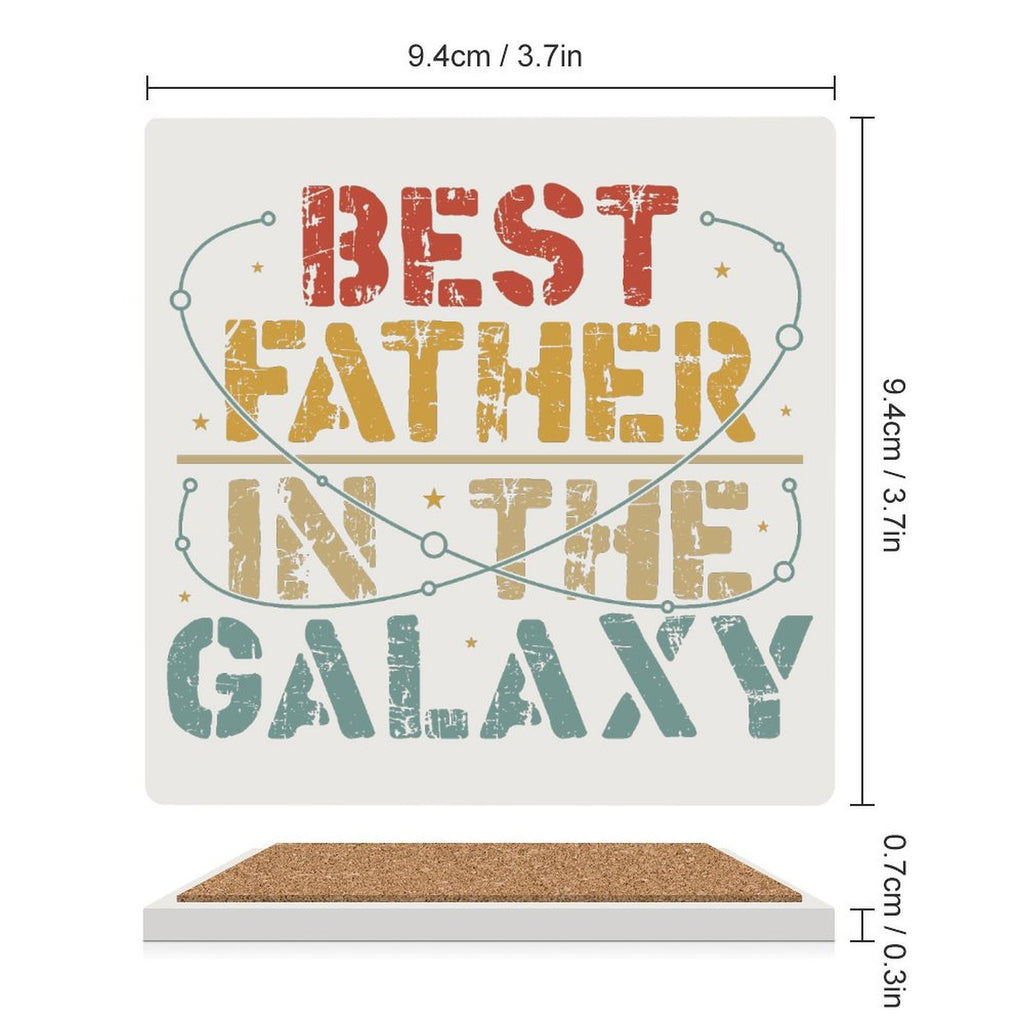 Best Father In The Galaxy Ceramic Coasters (Square) Ceramic Coasters Dad Printed Offshore