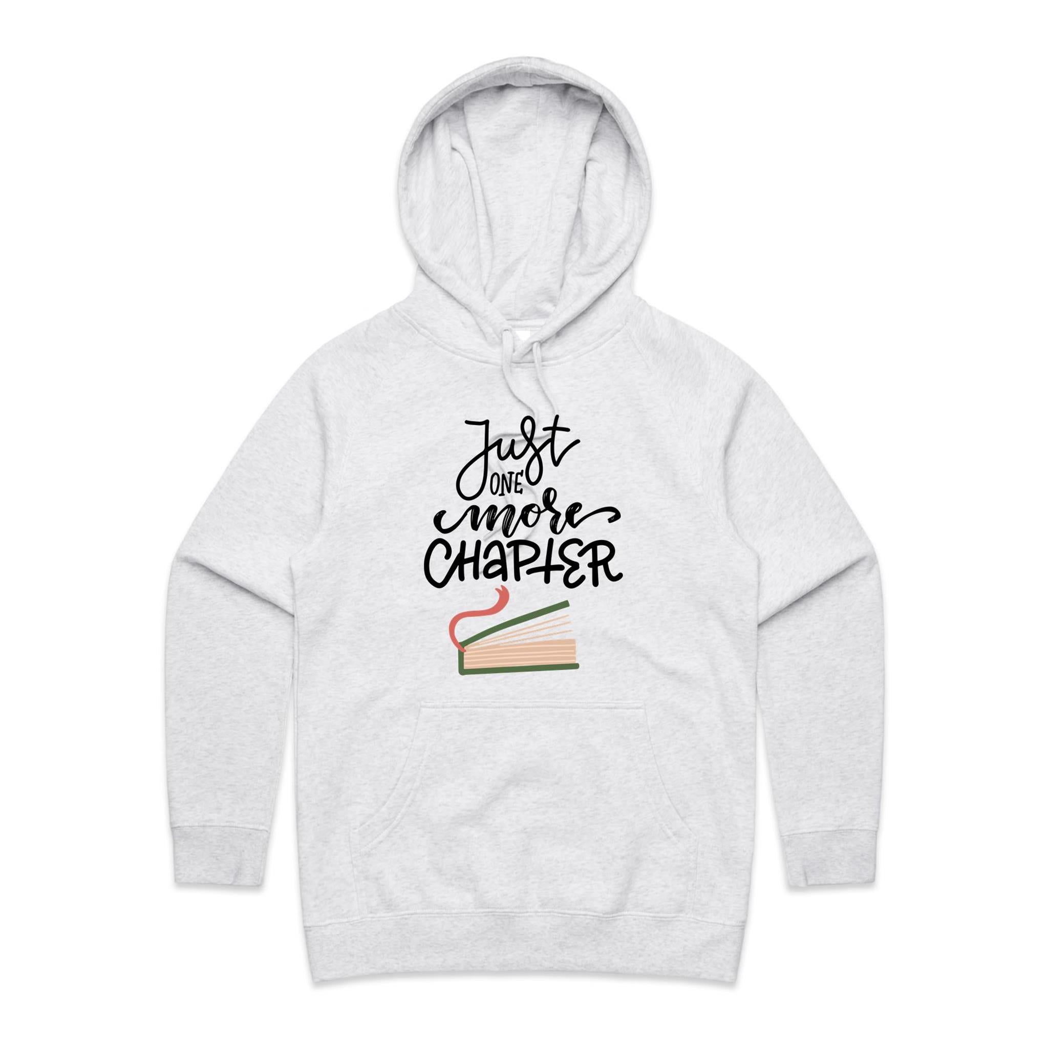 Just One More Chapter, Books - Womens Hoodie White Marle Womens Hoodie Printed In Australia Reading