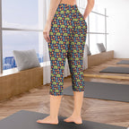 Hippie Caravan Women's High Waist Pocket Capri Yoga Leggings Women's High Waist Capri Yoga Leggings Printed Offshore Retro
