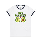 Holy Guacamole, Pregnant Avocado - Women's Ringer Tee White Navy Womens Ringer T-shirt Food Printed In Australia