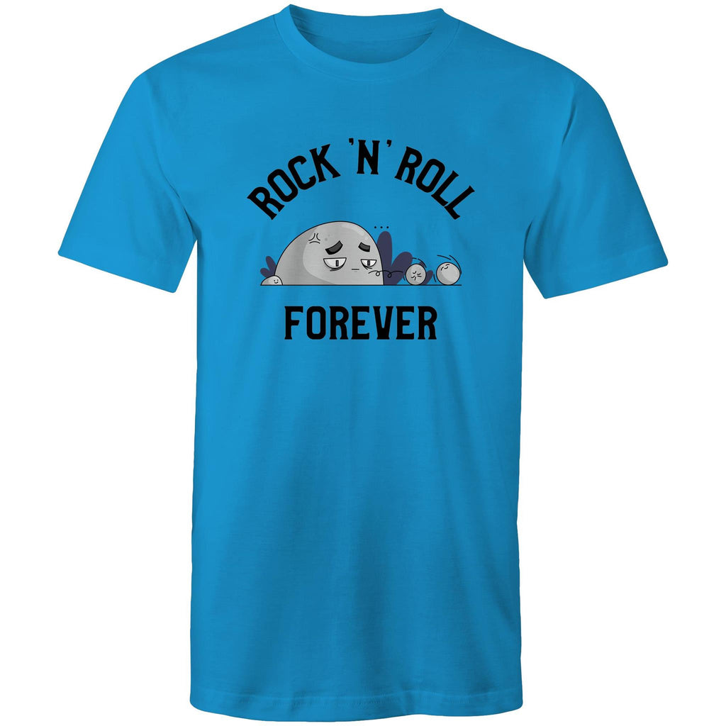 Rock And Roll Forever - Mens T-Shirt Arctic Blue Mens T-shirt Music Printed In Australia