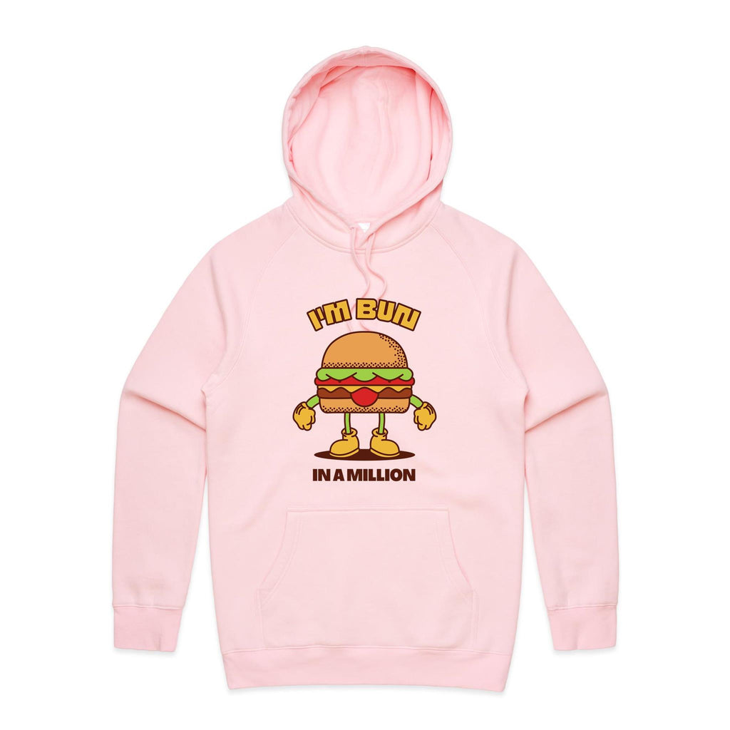I'm Bun In A Million, Hamburger - Mens Hoodie Pink Mens Hoodie Food Printed In Australia