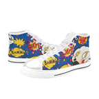 Blue Comic Book - Women's High Top Canvas Shoes