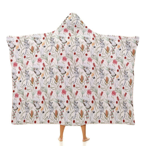 Australian Plants And Animals Kids Hooded Blanket 100cm x 130cm white 40"×50" Kids Hooded Blanket animal Australia Printed Offshore
