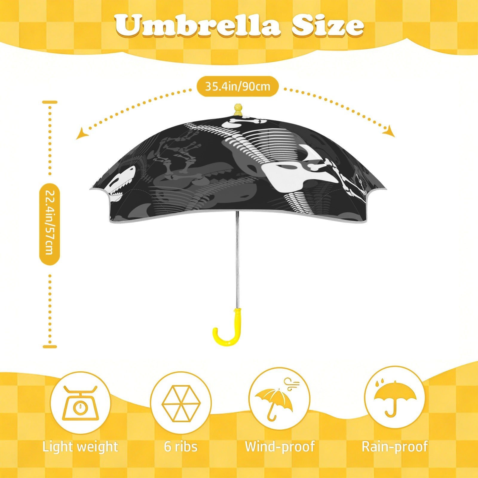 Dinosaur Skeleton Kids Safe Round Corner Umbrella Kids Safe Round Corner Umbrella animal Printed Offshore