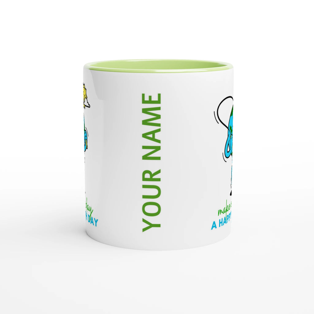 Personalised - Make Every Day A Happy Earth Day - White 11oz Ceramic Mug with Colour Inside Personalised 11oz Mug customise Environment Globally Fulfilled personalise