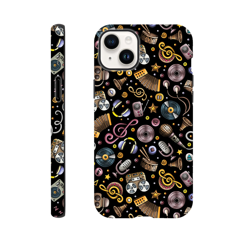 Retro Music Mix - Apple iPhone Tough case iPhone 14 Plus iPhone Tough Case Globally Fulfilled Music