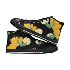 Yellow Flowers And Dots - Women's High Top Canvas Shoes Womens Classic High Top Shoes Printed Offshore