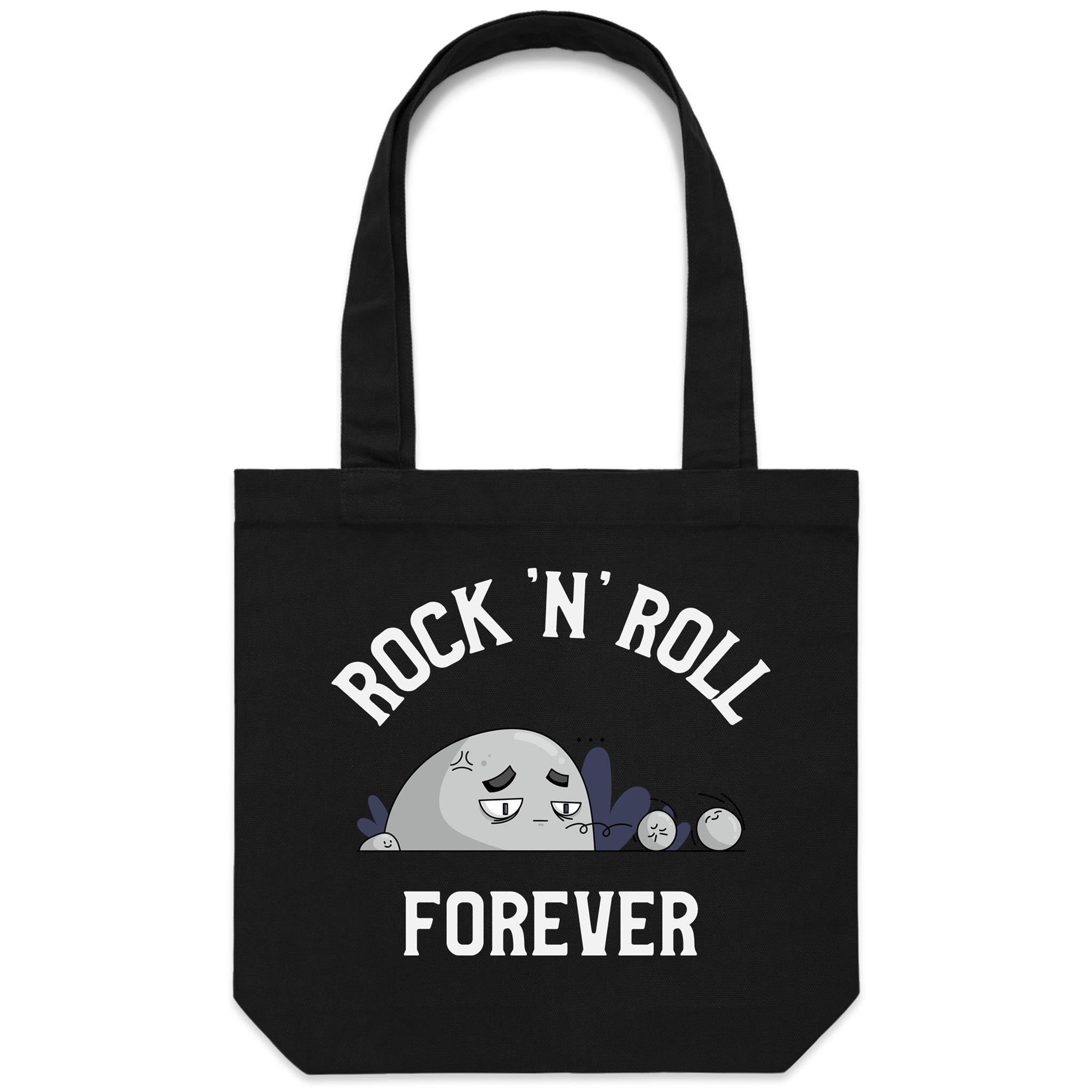 Rock And Roll Forever - Canvas Tote Bag Black One Size Tote Bag Music Printed In Australia