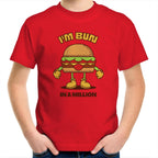 I'm Bun In A Million, Hamburger - Kids Youth T-Shirt Red Kids Youth T-shirt Food Printed In Australia