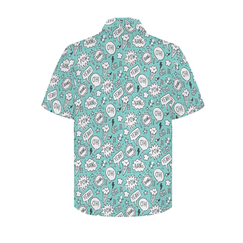 Comic Book Speech Bubbles Men's Short Sleeve Hawaiian Shirt Men's Hawaiian Shirt (New) comic Printed Offshore