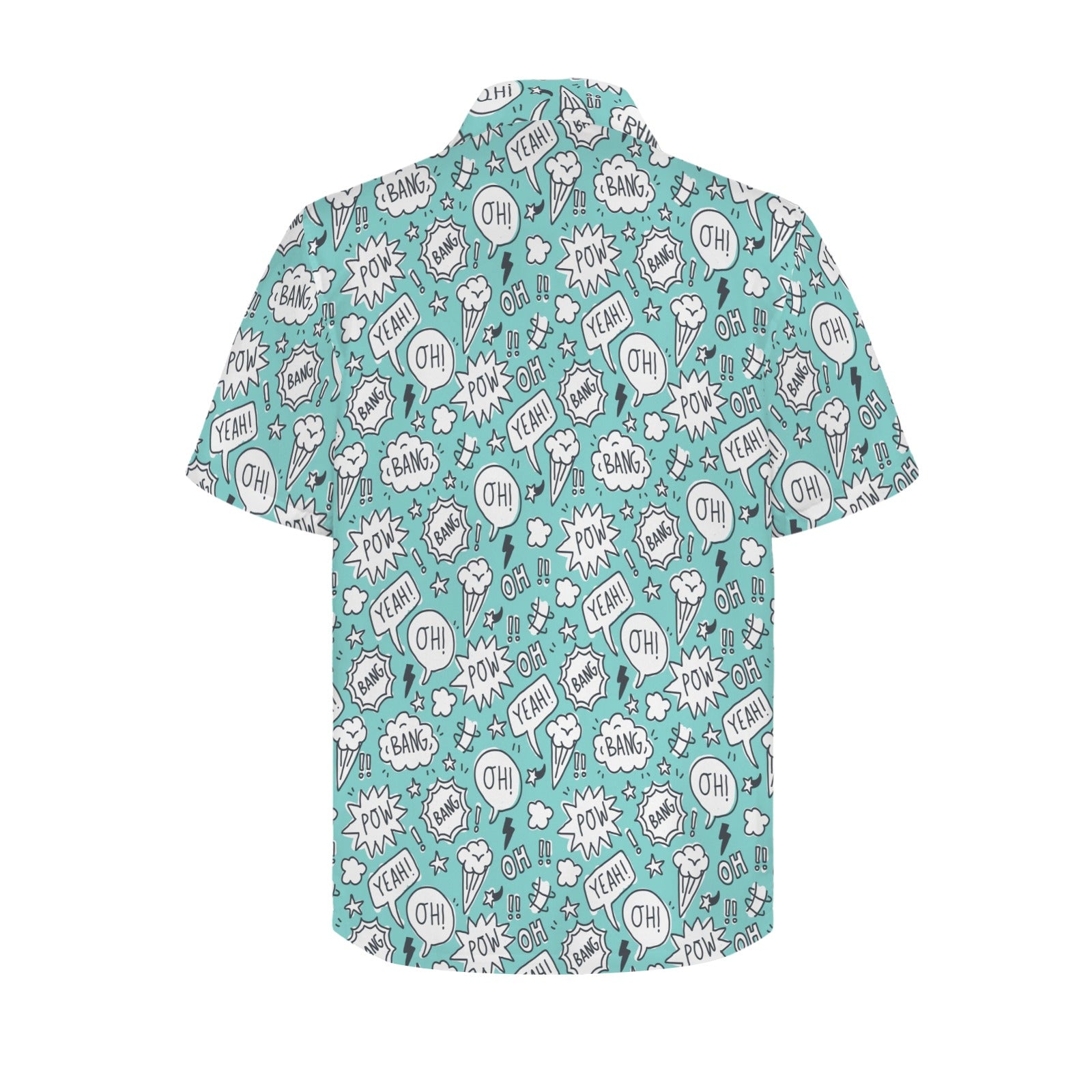Comic Book Speech Bubbles Men's Short Sleeve Hawaiian Shirt Men's Hawaiian Shirt (New) comic Printed Offshore