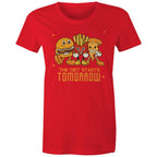 The Diet Starts Tomorrow, Hamburger, Fries, Pizza - Womens T-shirt Red Womens T-shirt Food Printed In Australia