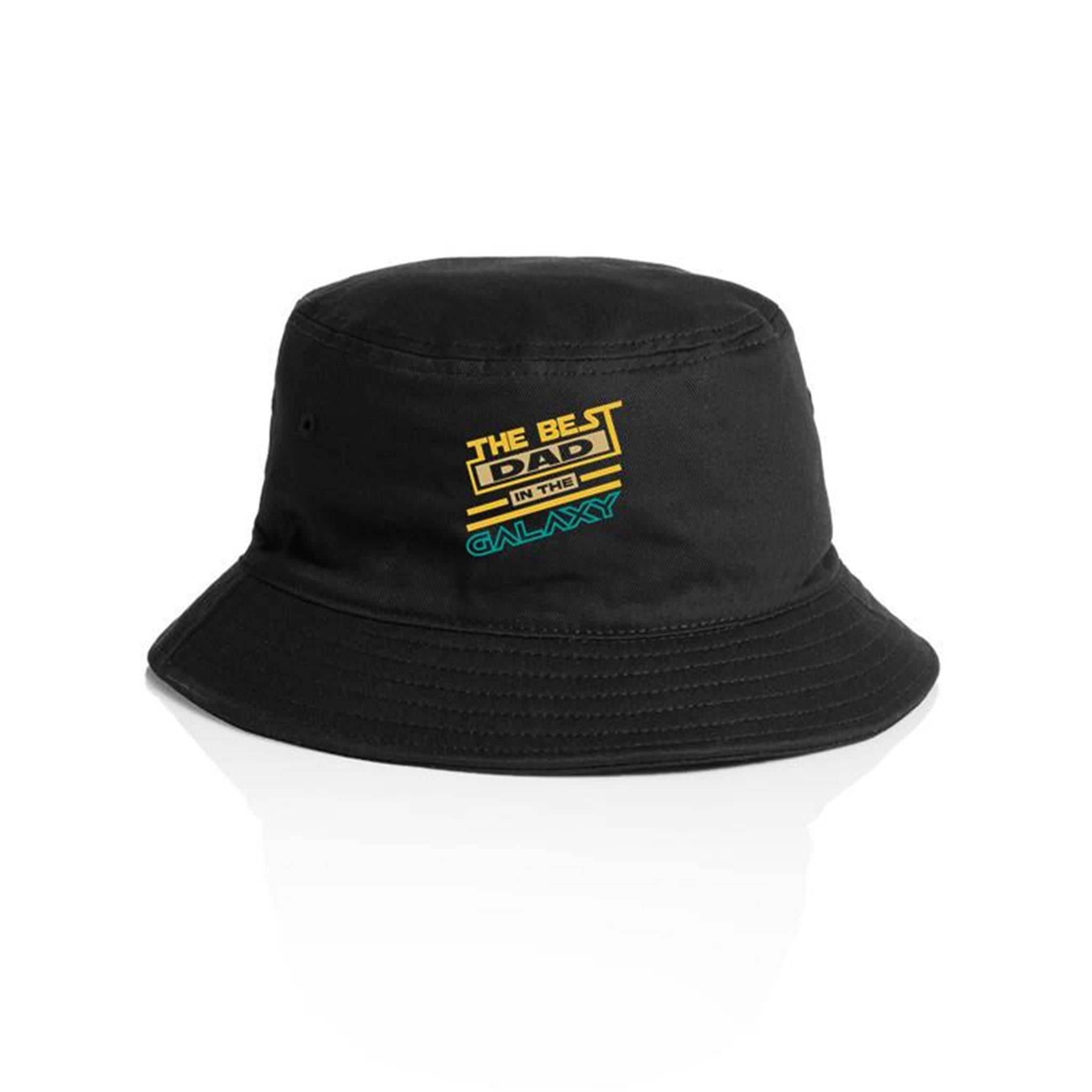 The Best Dad In The Galaxy - AS Colour Bucket Hat Black One Size As Colour Bucket Hat Dad Printed In Australia Space