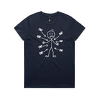 Ow! Everything Hurts Stick Figure Women's AS Colour T-shirt Midnight Blue Womens T-shirt Printed In Australia