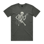 Skeleton Playing Guitar Men's AS Colour T-shirt Charcoal Mens T-shirt Music Printed In Australia