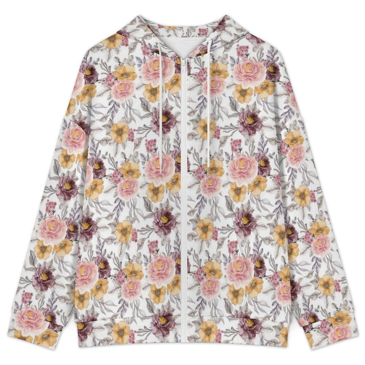 Painted Flowers Women's Full-Zip Hoodie