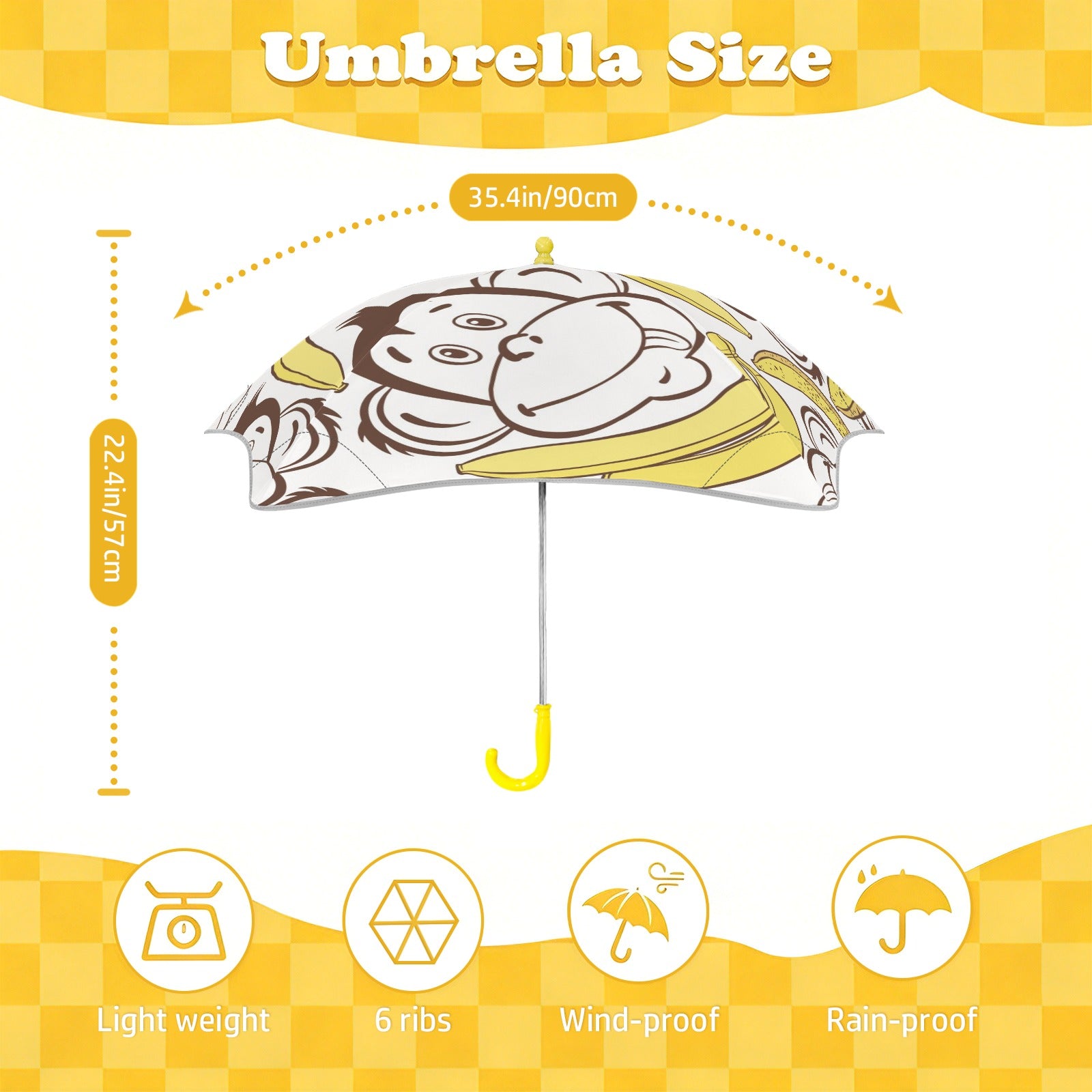 Monkeys And Bananas Kids Safe Round Corner Umbrella Kids Safe Round Corner Umbrella animal Printed Offshore