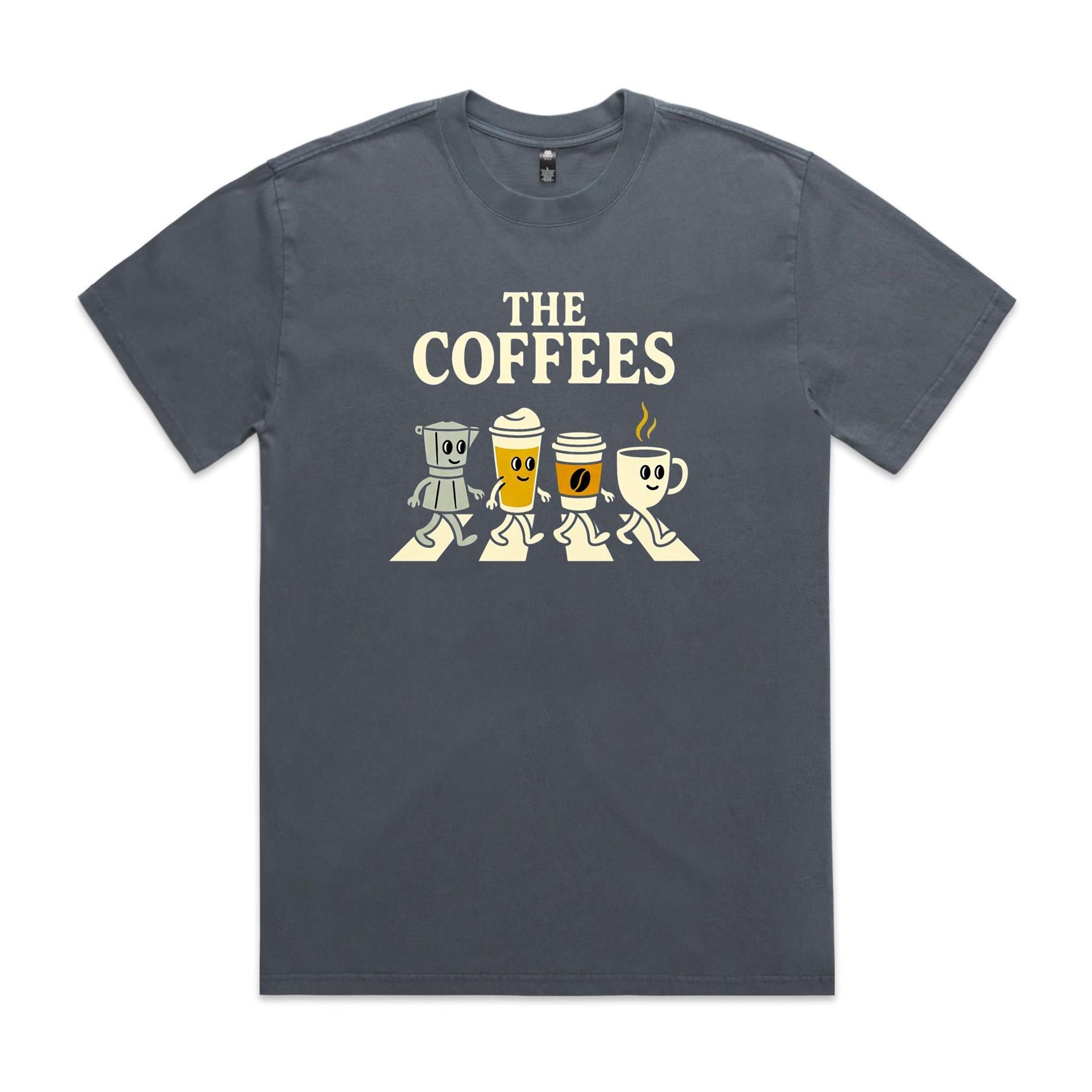 The Coffees, Crossing Road AS Colour Heavy Faded Tee Unisex Faded indigo Heavy Faded T-shirt Coffee Music Printed In Australia