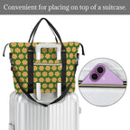 Yellow Flowers On Green Duffle Bag-Simple (Model 1715) Duffle Bag-Simple (1715)