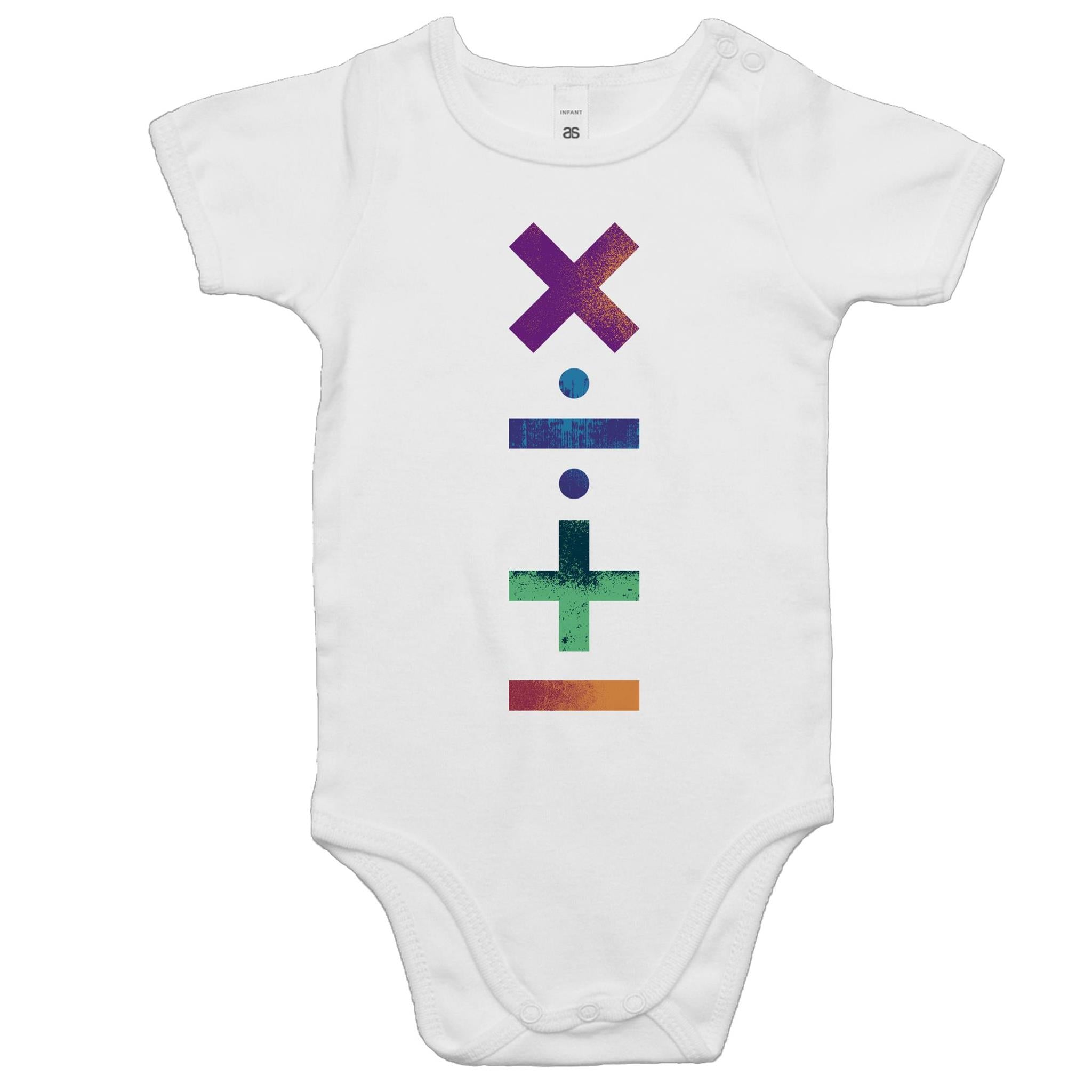 Maths Symbols - Baby Bodysuit White Baby Bodysuit Printed In Australia