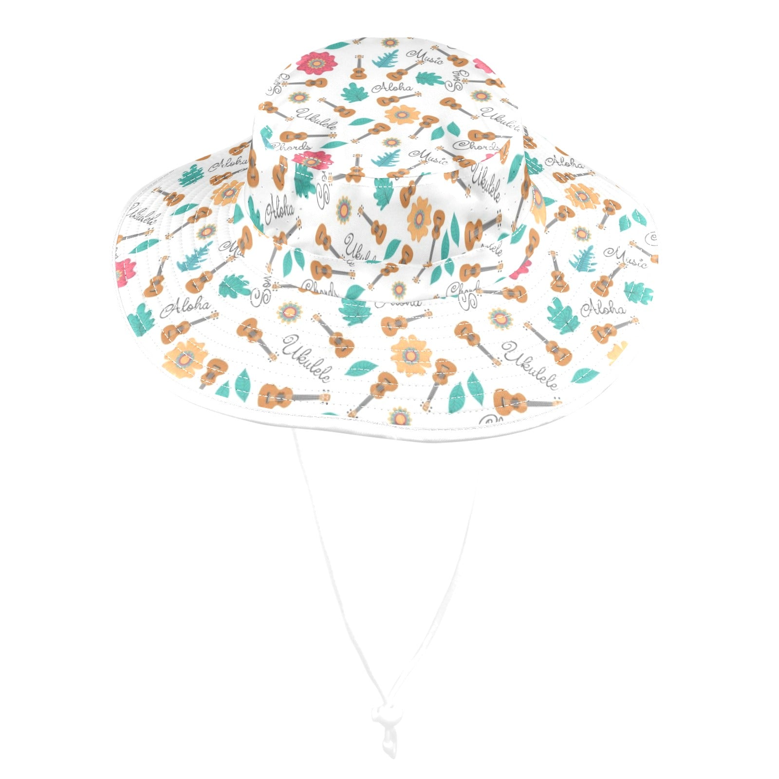 Ukulele Wide Brim Bucket Hat Wide Brim Bucket Hat Music Printed Offshore