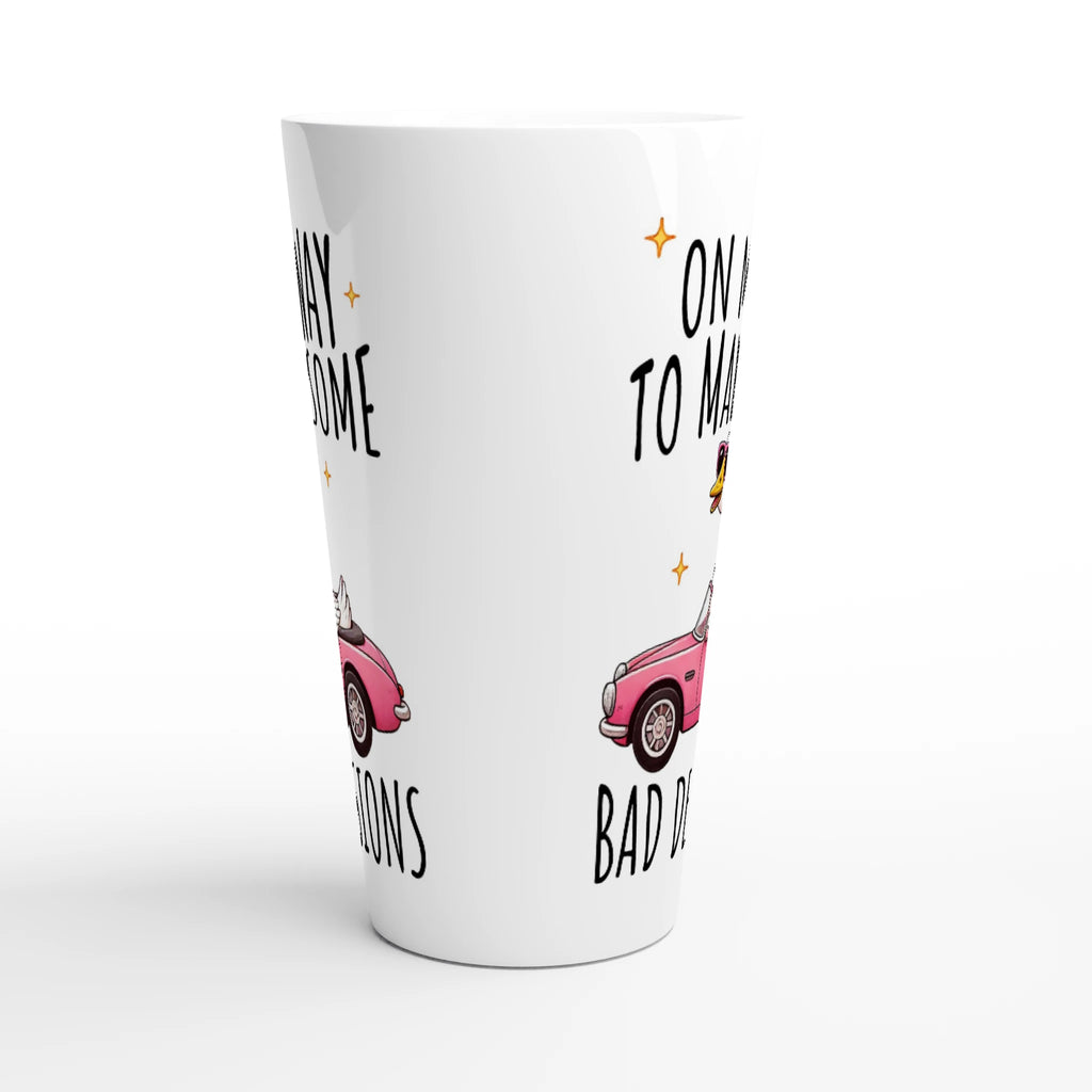 On My Way To Make Some Bad Decisions - White Latte 17oz Ceramic Mug Latte Mug animal Globally Fulfilled
