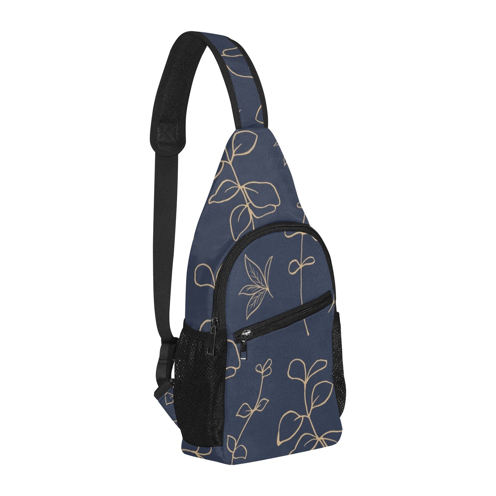 Gold Flowers On Navy - Chest Bag