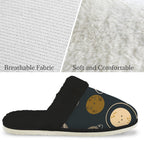 Planets Men's Fur Trim Thick-Sole Indoor Slippers Men's Fur Trimmed Slippers Printed Offshore Space