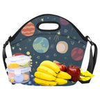 Rocket and Planets In Space - Neoprene Lunch Bag Neoprene Lunch Bag Printed Offshore