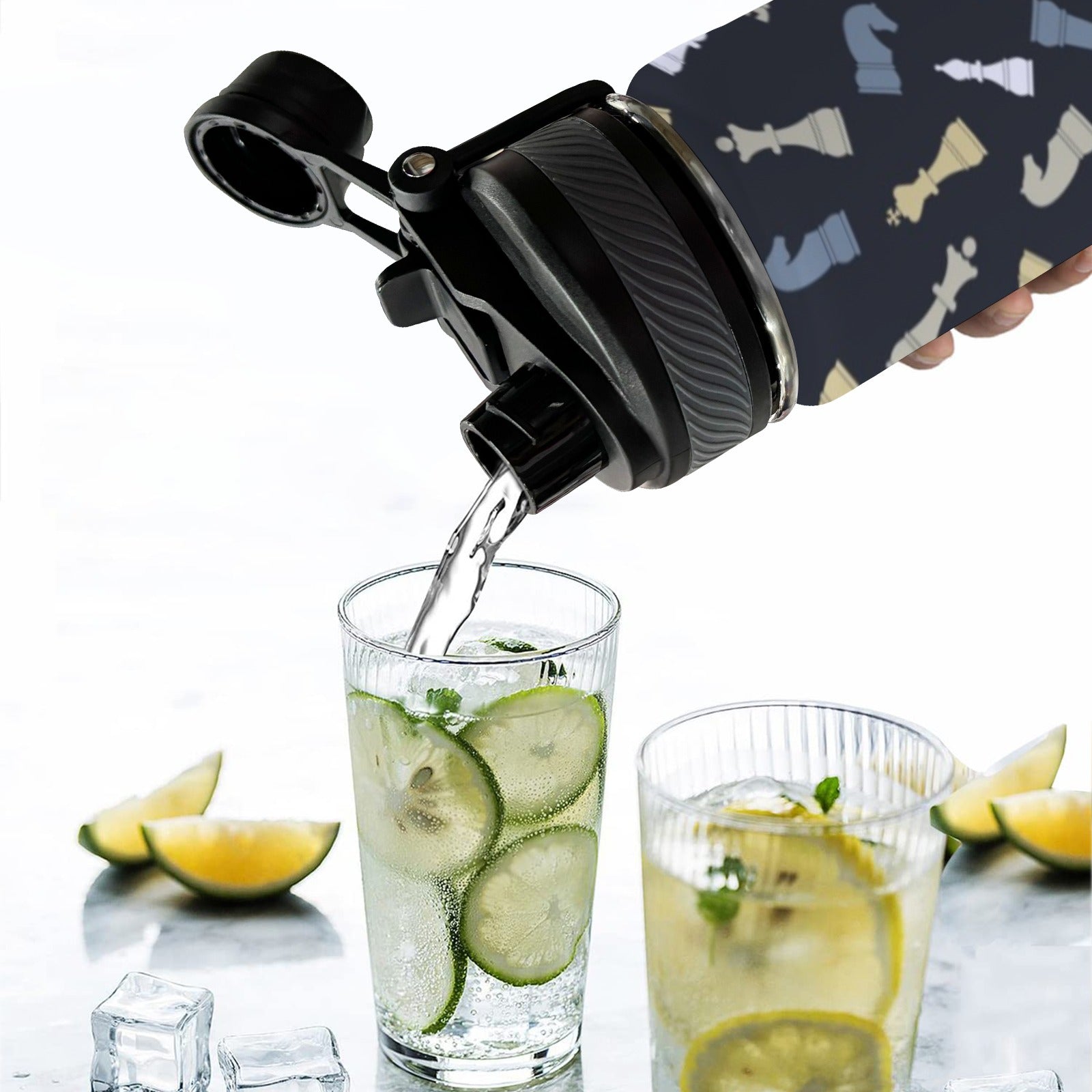 Chess Pattern - Insulated Water Bottle with Dual-Use Lid (18oz) Insulated Water Bottle with Dual-Use Lid (18oz) Chess Games Printed Offshore