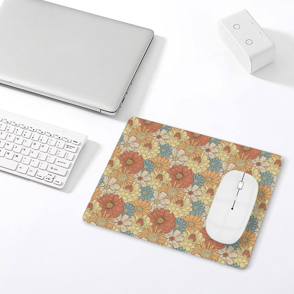 Vintage Retro Floral Leather Mouse Pad Leather Mouse Pad Plants Printed Offshore Retro