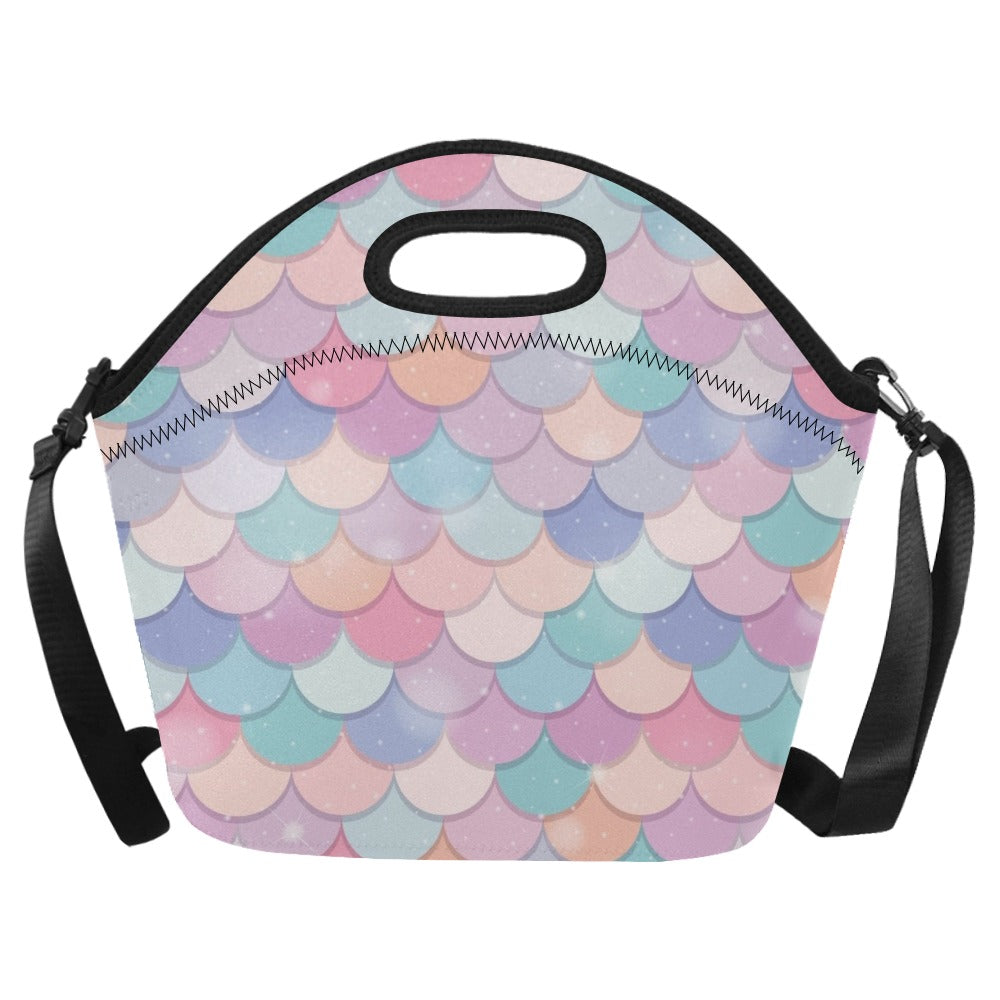 Mermaid Scales - Neoprene Lunch Bag One Size Neoprene Lunch Bag Printed Offshore
