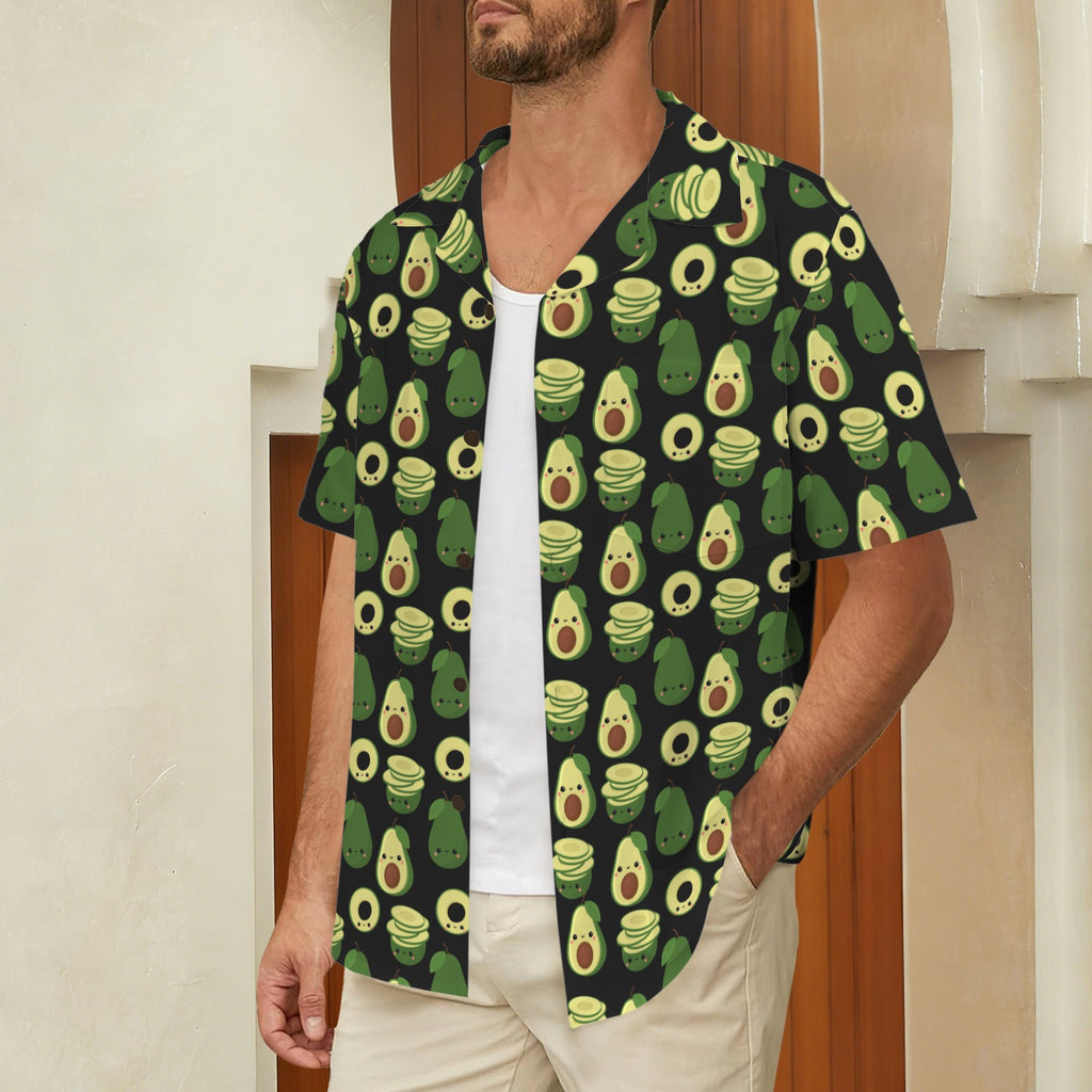 Cute Avocados Men's Short Sleeve Hawaiian Shirt Men's Hawaiian Shirt (New) Food Printed Offshore