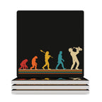 Saxophone Player Evolution - Ceramic Coasters (Square) white Ceramic Coasters Music Printed Offshore