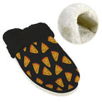 Pizzas Women's Fur Trim Thick-Sole Indoor Slippers Women's Fur Trimmed Slippers Food Printed Offshore