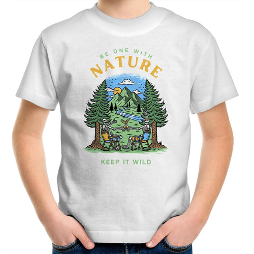 Be One With Nature - Kids Youth T-Shirt White Kids Youth T-shirt Environment Printed In Australia