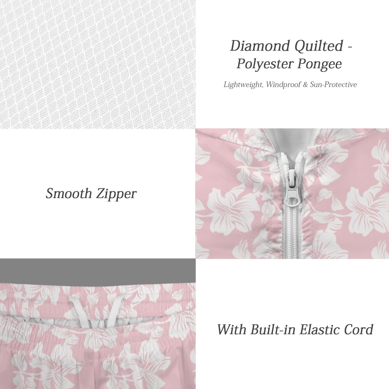Pink Hawaiian Floral Men's Lightweight Sun Hoodie & Shorts Set Men's Lightweight Sun Hoodie & Shorts Plants Printed Offshore