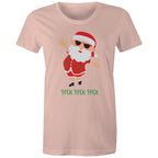 Summer Santa, Hot Hot Hot - Womens T-shirt Pale Pink Womens Christmas T-shirt Christmas Printed In Australia